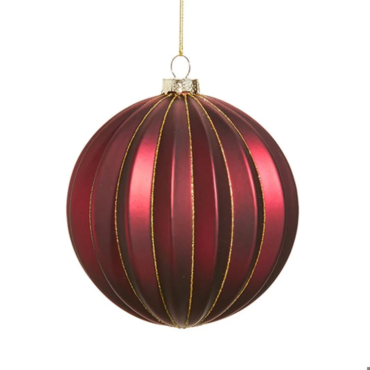5" Berry Ribbed Glass Ball Ornament