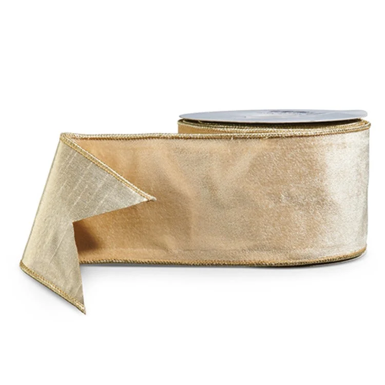 Gold Velvet Wired Ribbon (4" x 10 Yards)