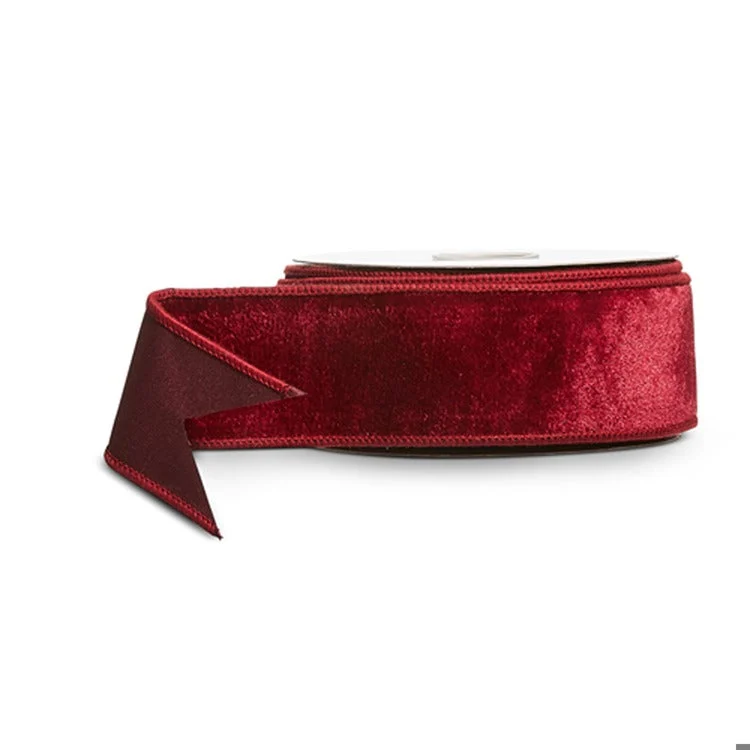 Burgundy Velvet Wired Ribbon (2.5" and 4" Ribbon)