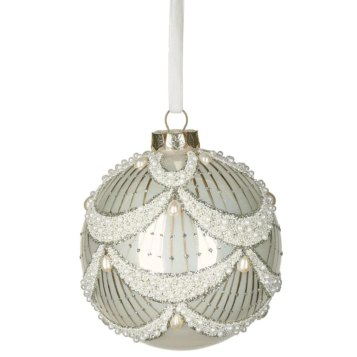 Pearl & Silver Ball Glass Ornament