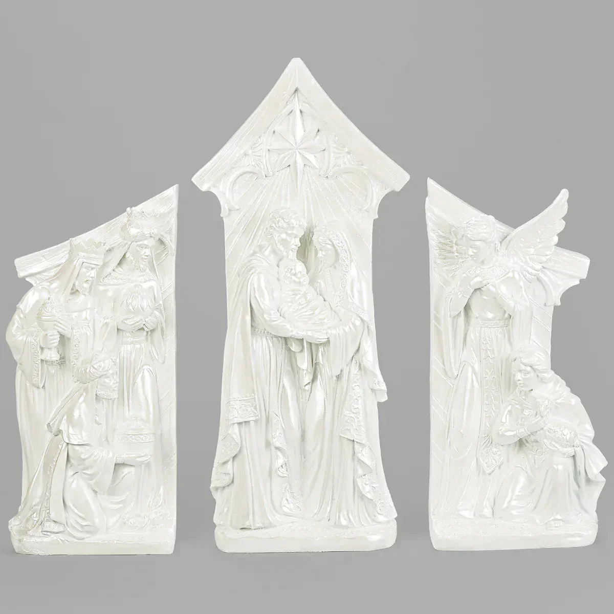 White Pearlized Nativity Set