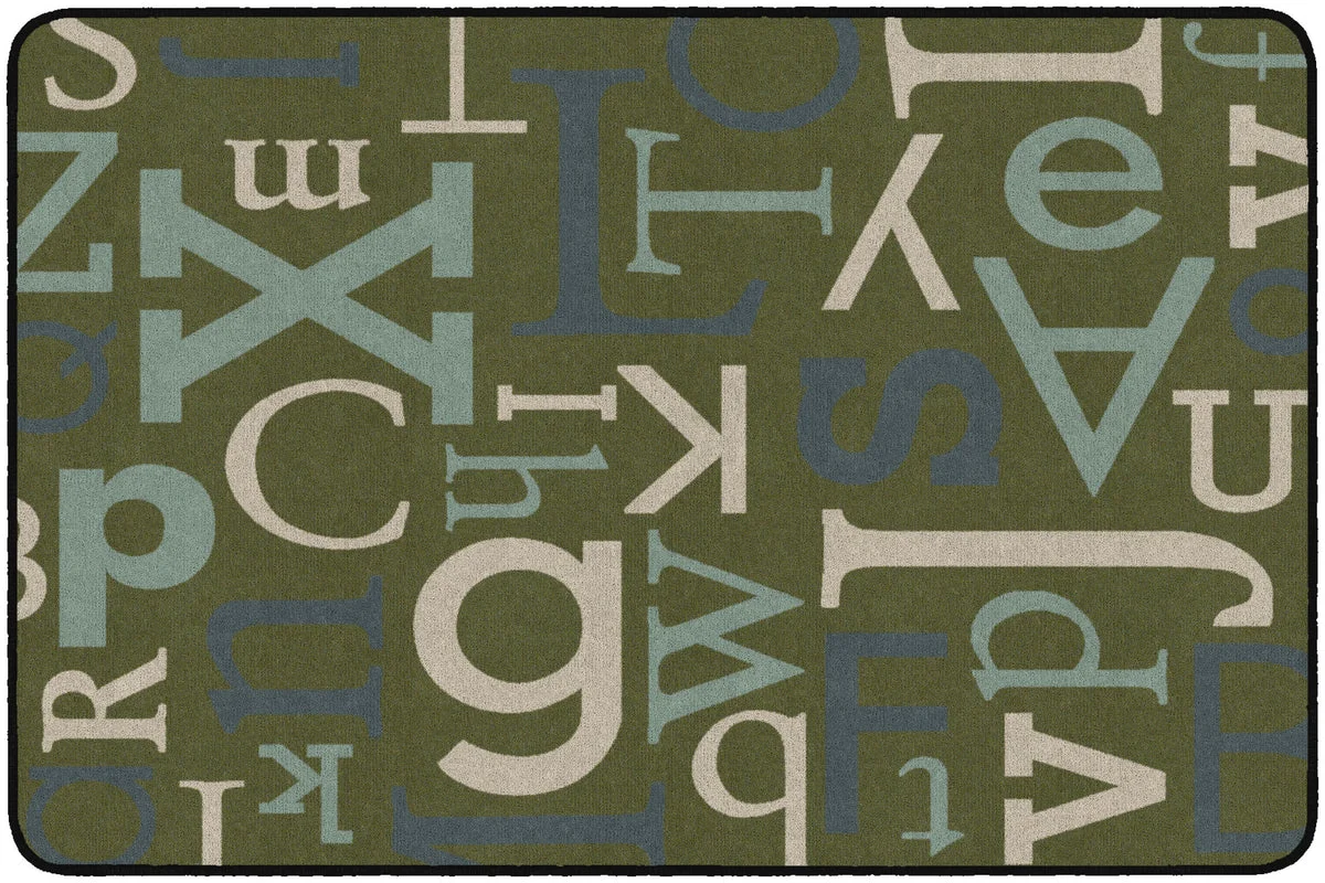 Flagship Carpets Text Teal  Educational Rug