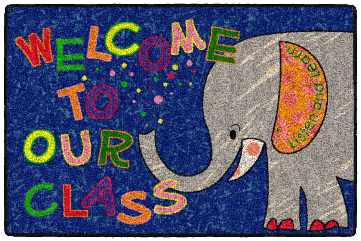 Flagship Carpets Welcome Mat - Class Elephant Educational Rug