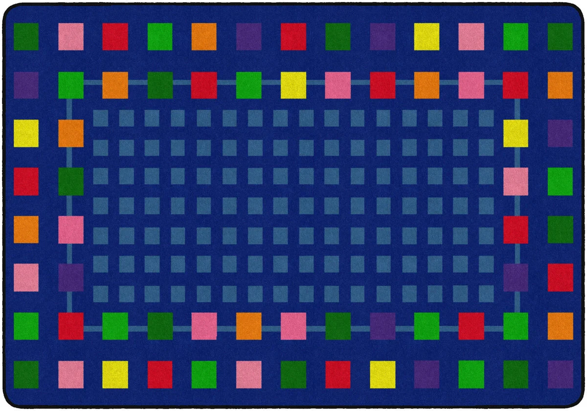 Flagship Carpets Rebordered Squares Indigo Educational Rug
