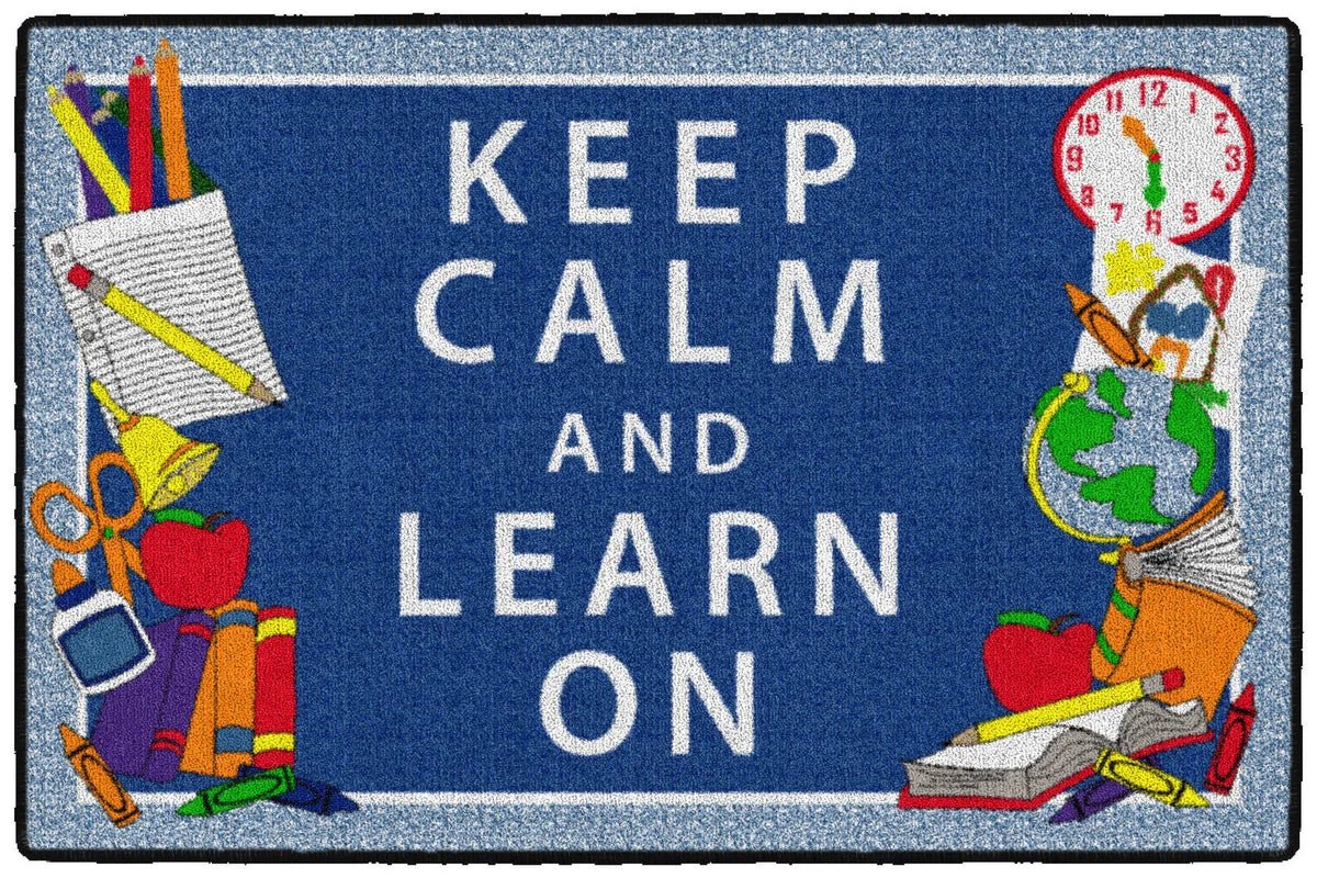 Flagship Carpets Keep Calm & Learn On - Blue Educational Rug