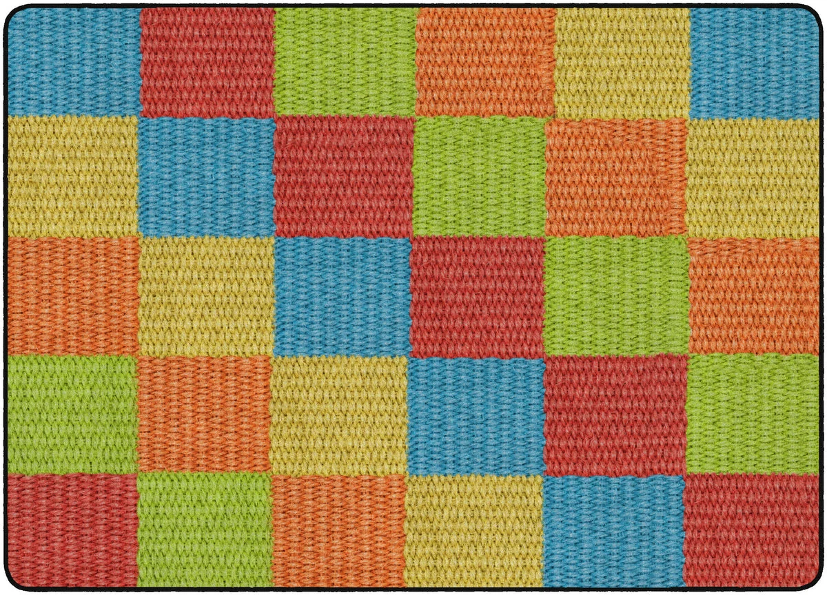 Flagship Carpets Cozy Basketweave Blocks/multi Educational Rug