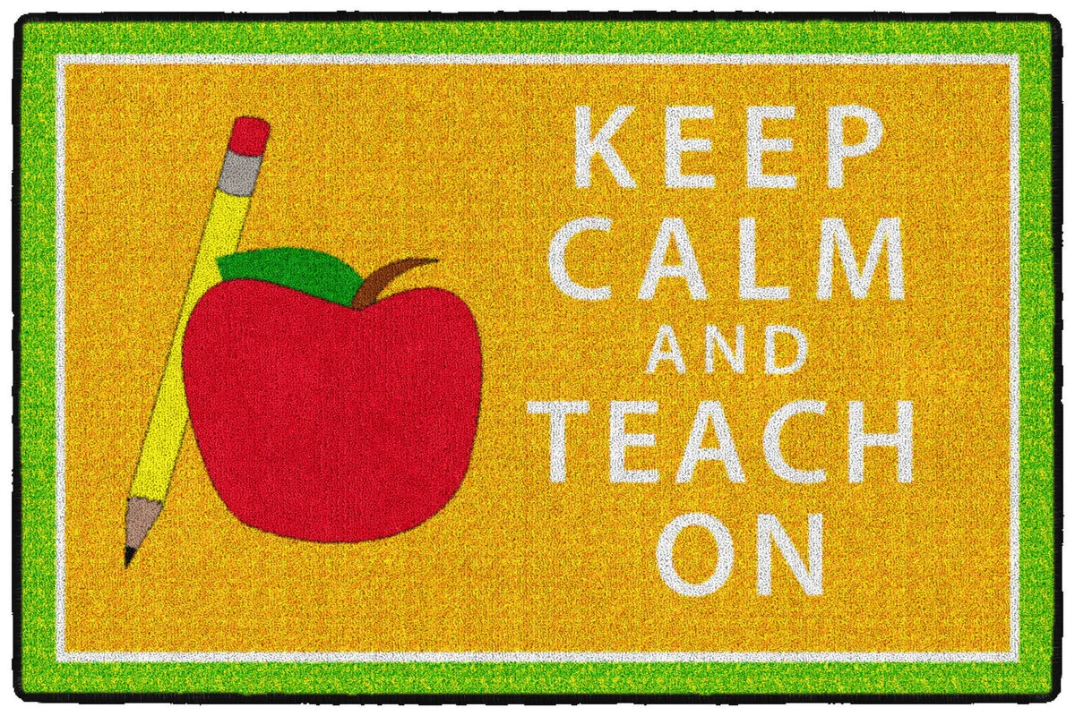 Flagship Carpets Keep Calm & Teach On - Orange & Green Educational Rug