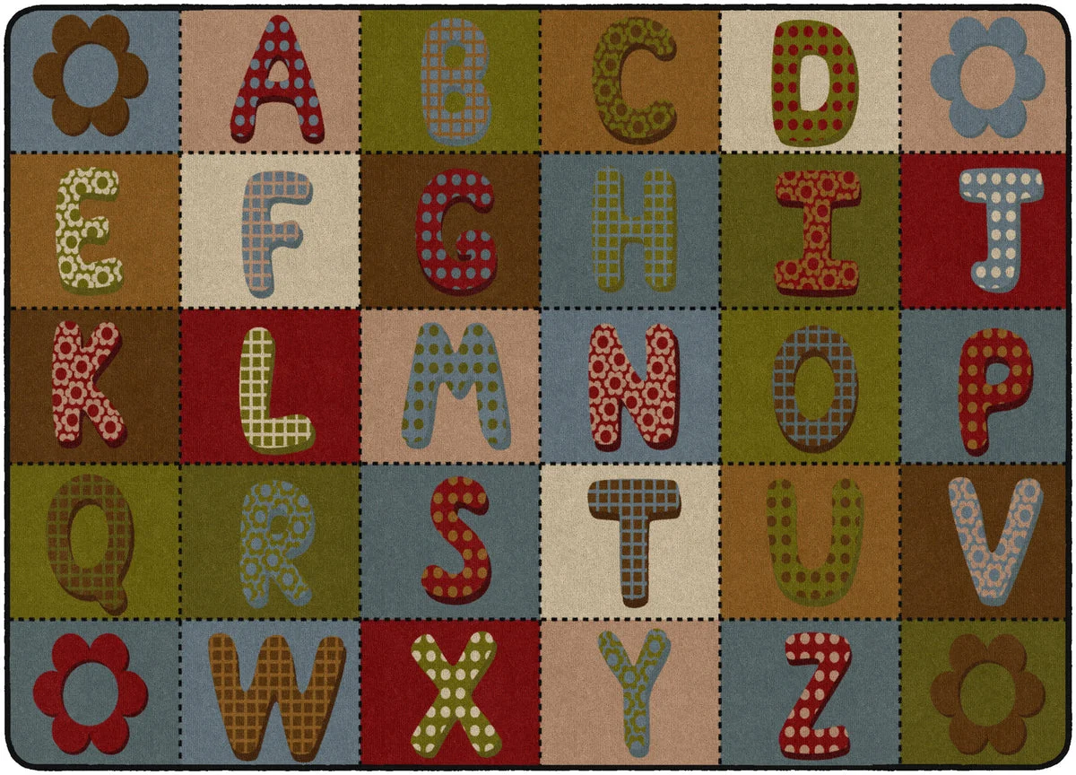 Flagship Carpets Abc Quilt Earthtone Educational Rug