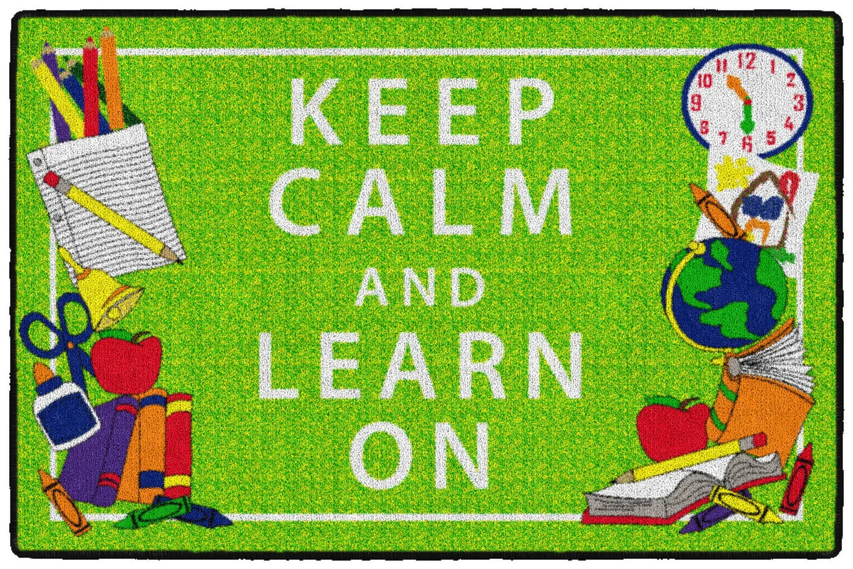 Flagship Carpets Keep Calm & Learn On - Green Educational Rug