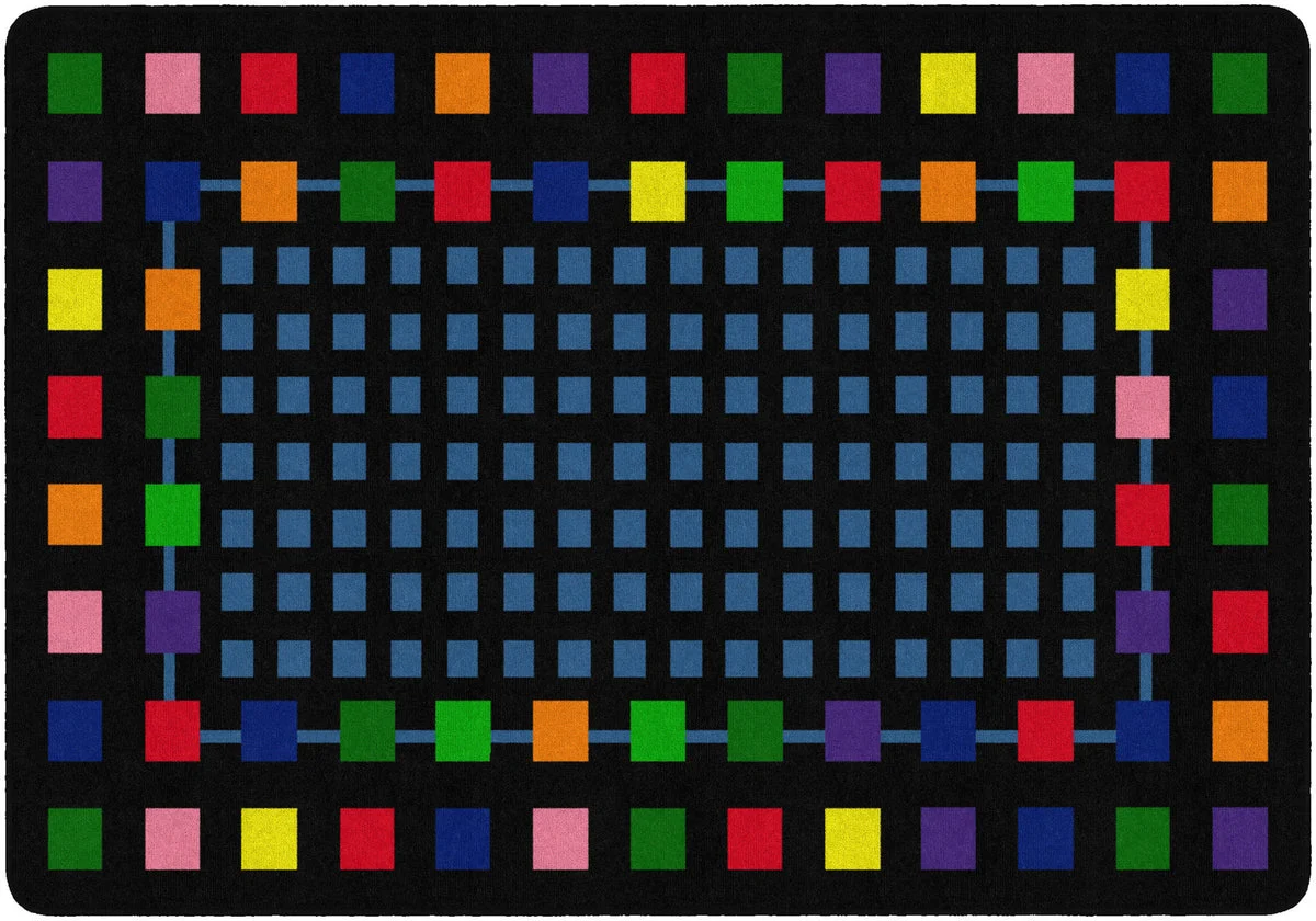 Flagship Carpets Rebordered Squares Black Educational Rug