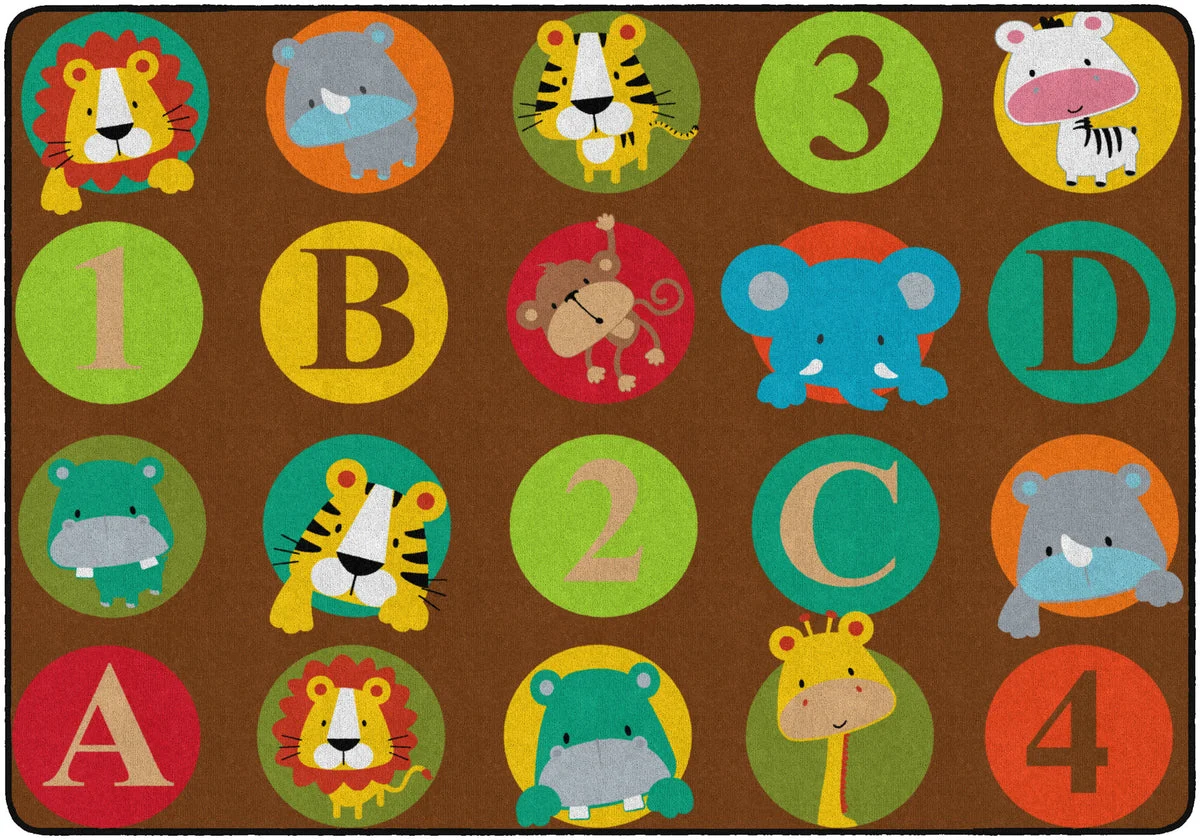 Flagship Carpets Abc And 123 Animals (dark) (seats 30) Educational Rug