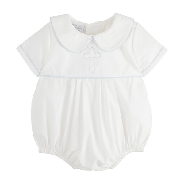 Blue Cross Poplin Bubble - 0-3 Months
