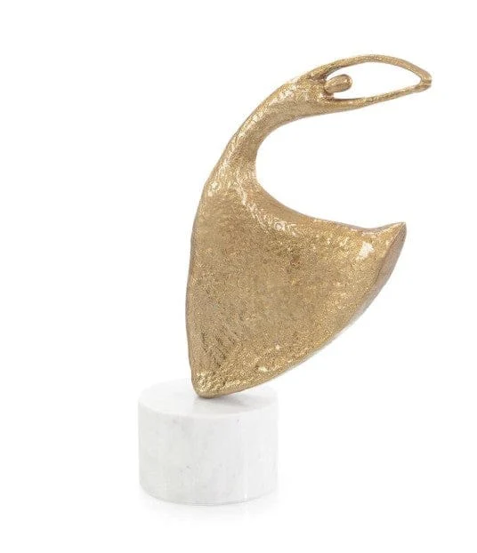 Windswept Waltz Sculpture on Marble, Gold