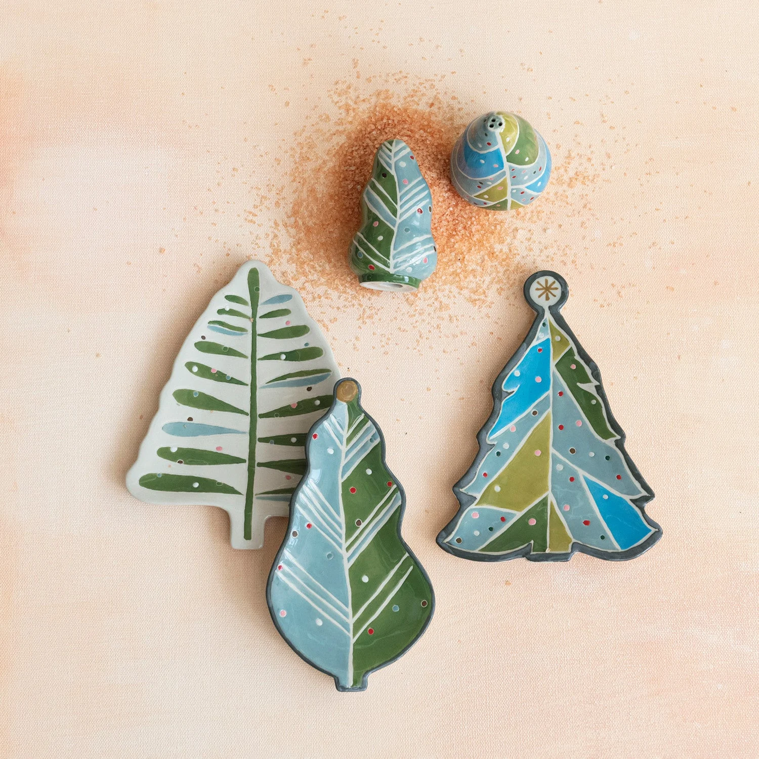 Hand-Painted Stoneware Tree Shaped Plate