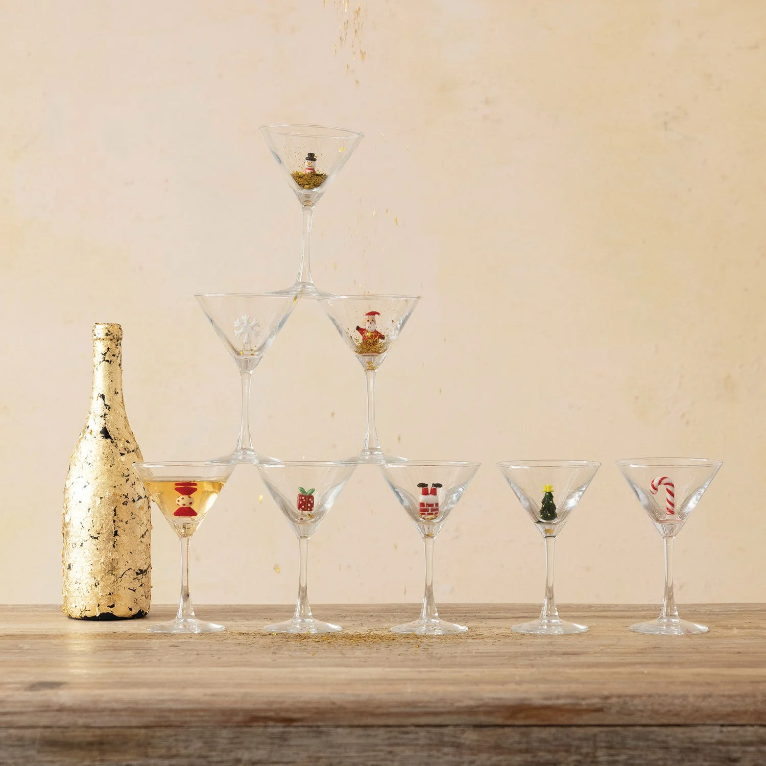 Martini Glass with Hand-Blown Holiday Icon