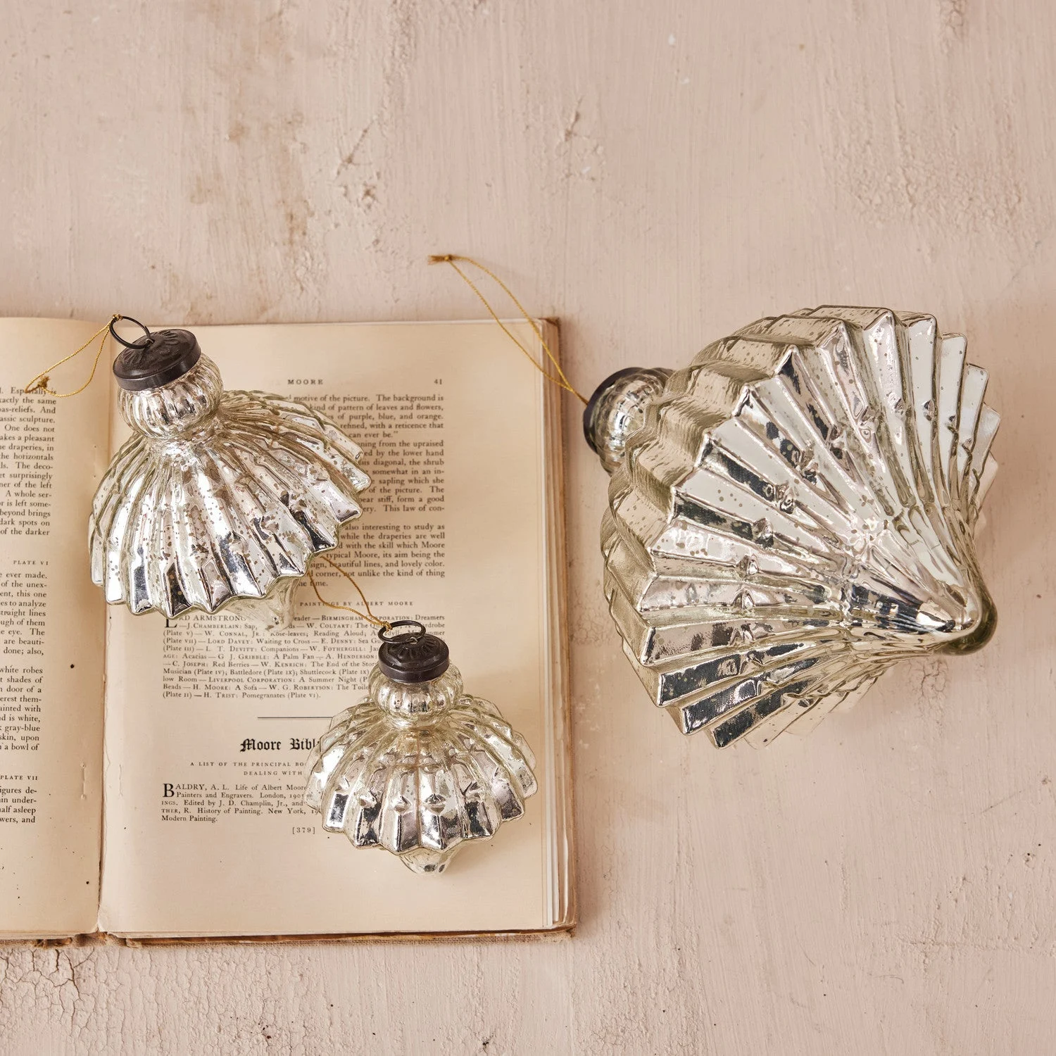 8" Mercury Glass Pleated Ornament