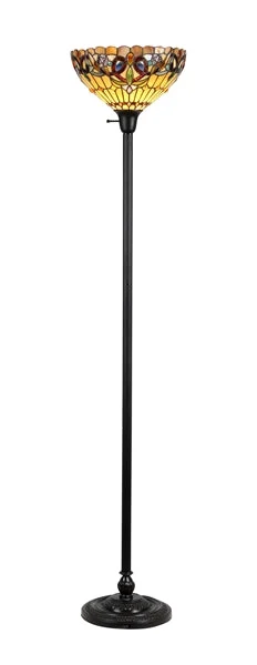 Chloe Lighting CH33353VR14-TF1 Serenity Tiffany-Style 1 Light Victorian Torchiere Floor Lamp 14" Shade