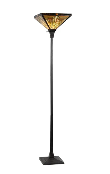 Chloe Lighting CH33359MR14-TF1 Innes Tiffany-Style 1 Light Mission Torchiere Floor Lamp 14`` Shade