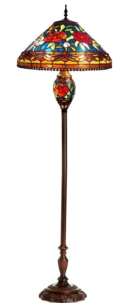 Chloe Lighting CH11309FR18-DF3 Sincere Tiffany-Style 3 Light Roses Double Lit Floor Lamp 18" Shade