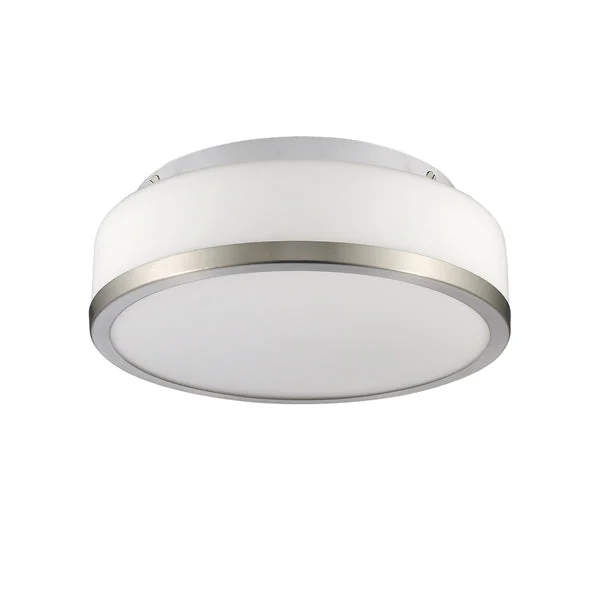 Chloe Lighting CH23018BN10-CF1 Balwin Transitional 1 Light Bushed Nickel Flushmount Ceiling Fixture 10" Wide