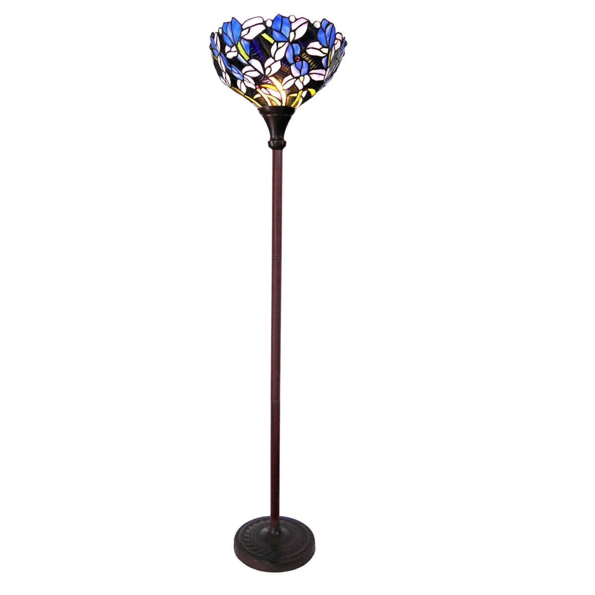 Chloe Lighting CH18052BF15-TF1 Natalie Tiffany-Style 1 Light Iris Torchiere Floor Lamp 14.5`` Shade