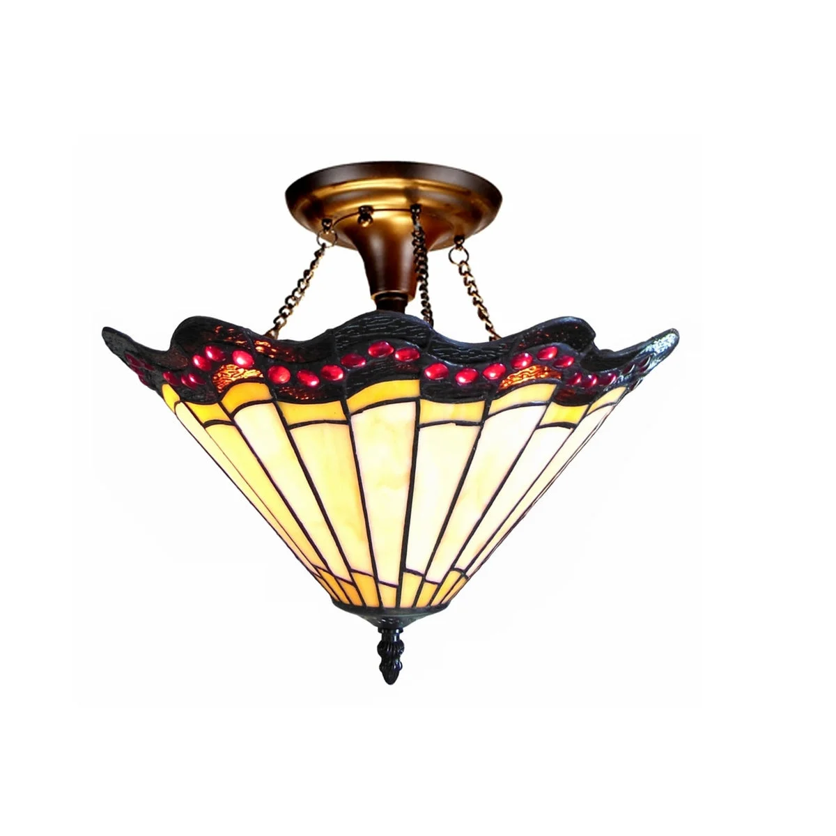 Chloe Lighting CH14048AG16-UF2 Adriana Tiffany-Style 2 Light Baroque Semi-Flush Ceiling Fixture 16`` Shade