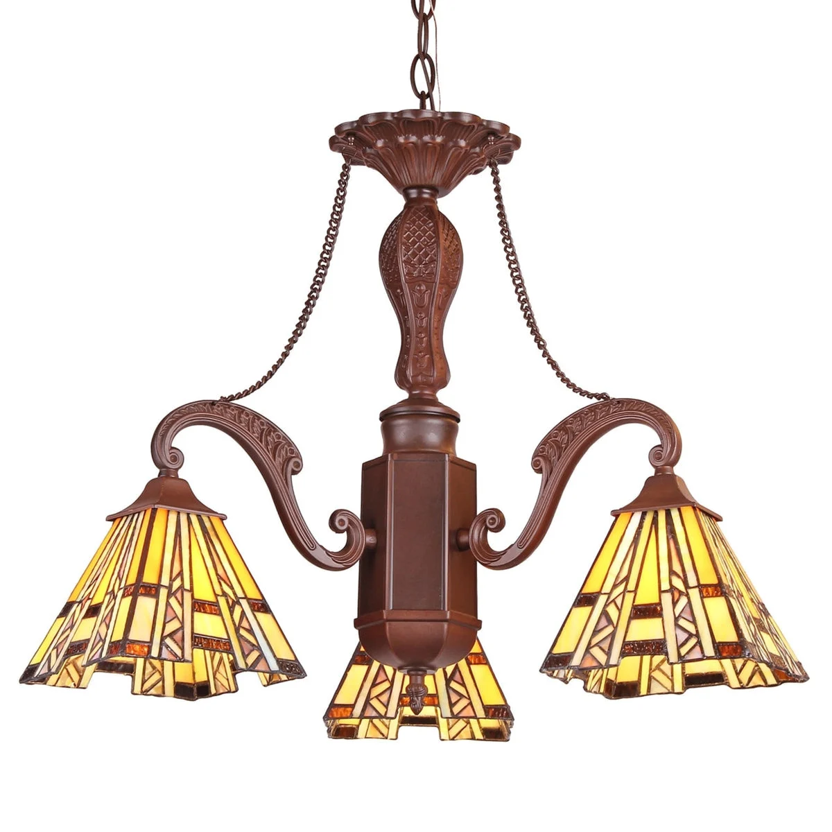 Chloe Lighting CH33226MI22-DC3 Progressive Tiffany-Style Mission 3 Light Mini Chandelier 22`` Wide