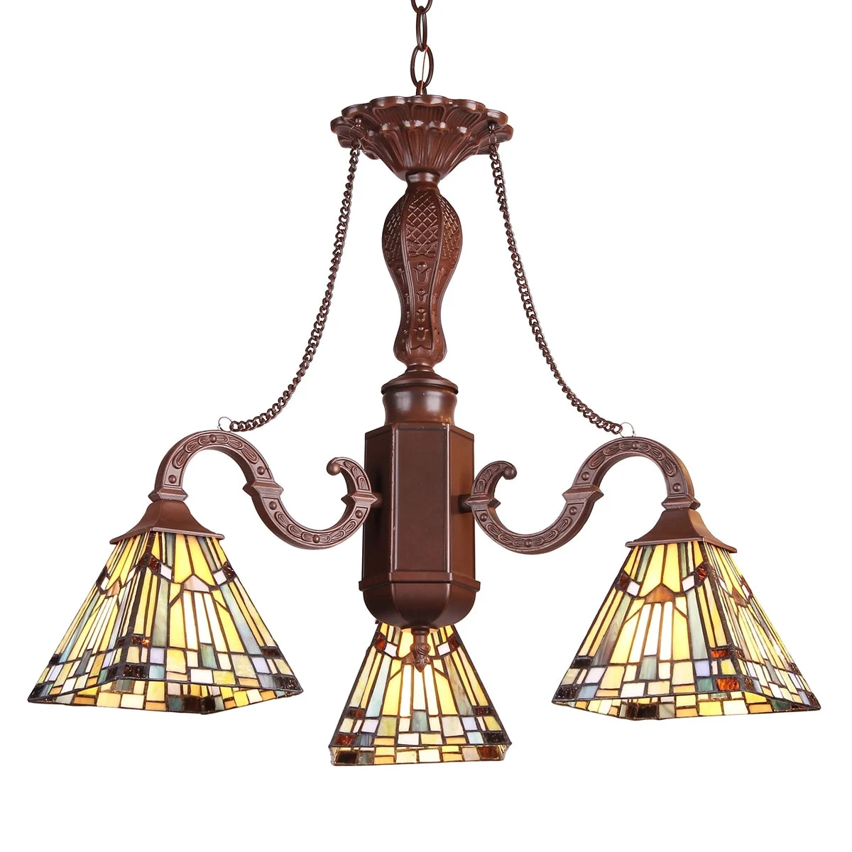 Chloe Lighting CH33293MS23-DC3 Kinsey Tiffany-Style Mission 3 Light Mini Chandelier 23`` Wide
