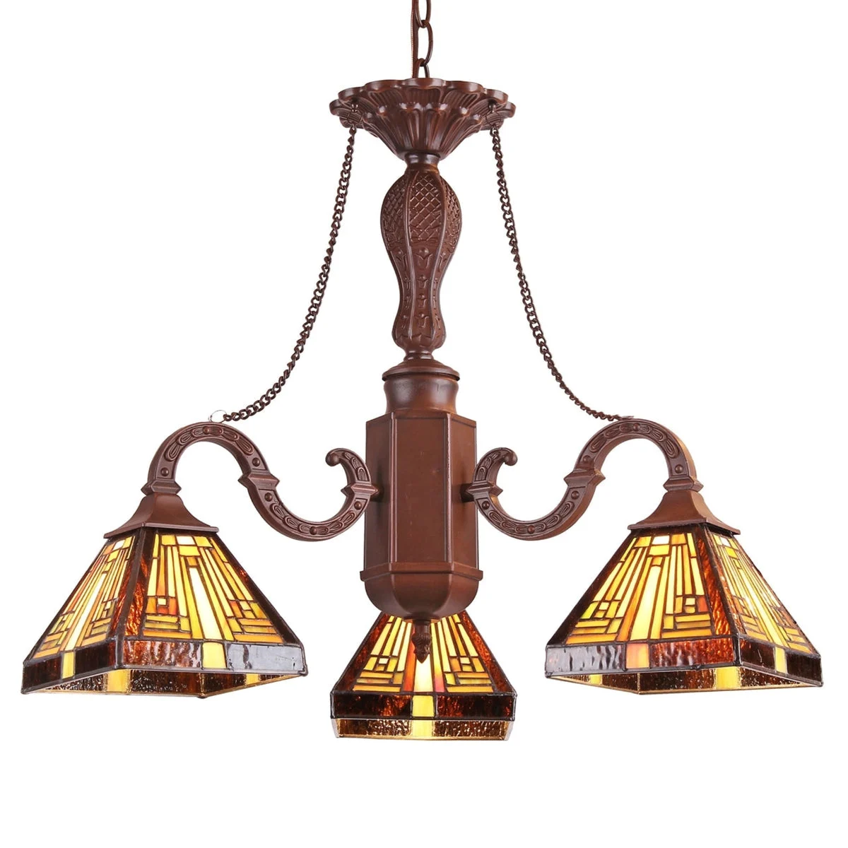 Chloe Lighting CH33359MR23-DC3 Innes Tiffany-Style Mission 3 Light Mini Chandelier 23`` Wide