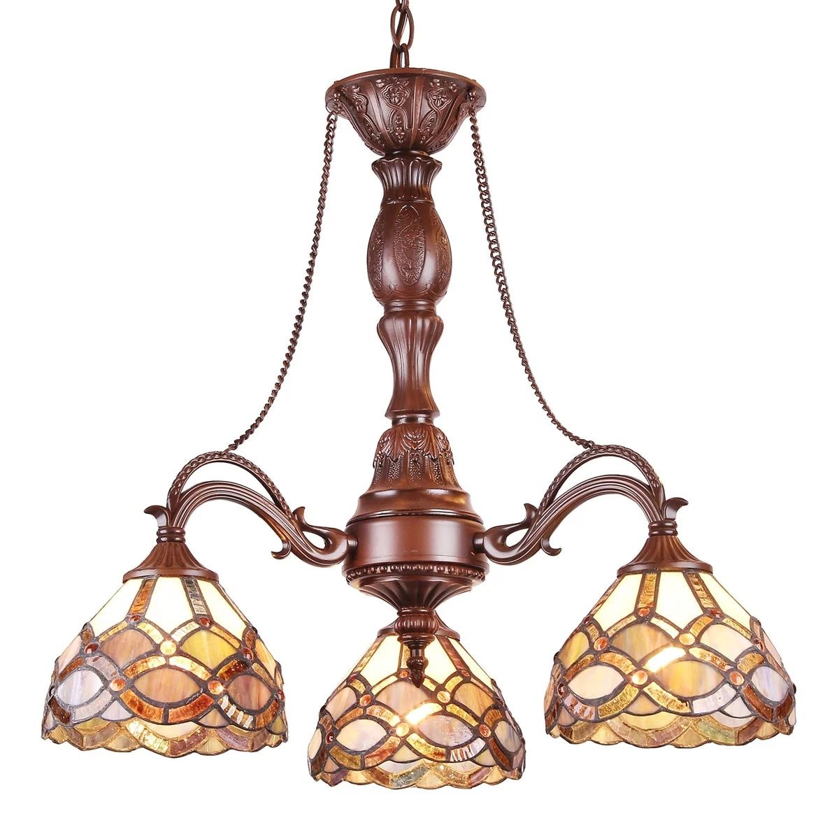 Chloe Lighting CH38435GG22-DC3 Prisma Tiffany-Style 3 Light Mini Chandelier 22`` Wide