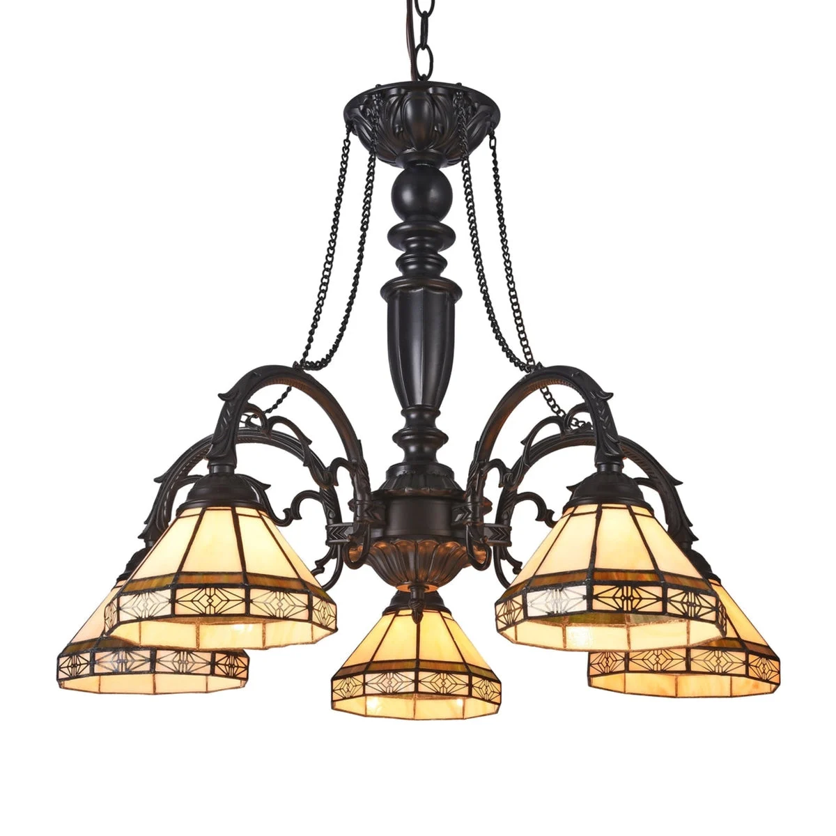 Chloe Lighting CH31315MI27-DC5 Belle Tiffany-Style 5 Light Mission Large Chandelier 27`` Wide
