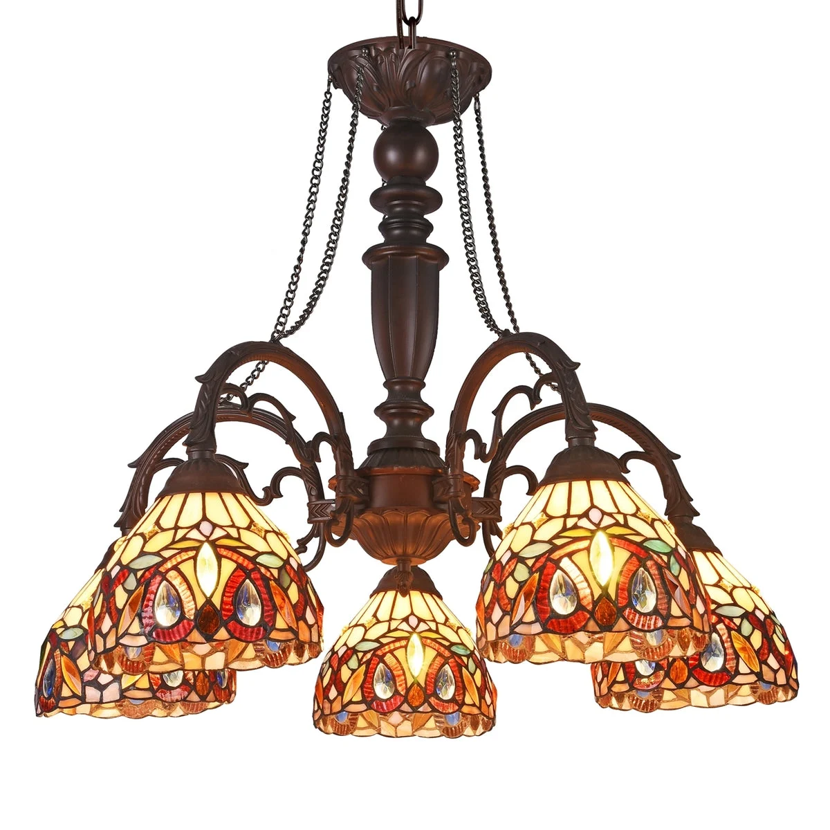 Chloe Lighting CH33353VR27-DC5 Serenity Tiffany-Style 5 Light Victorian Large Chandelier 27`` Wide