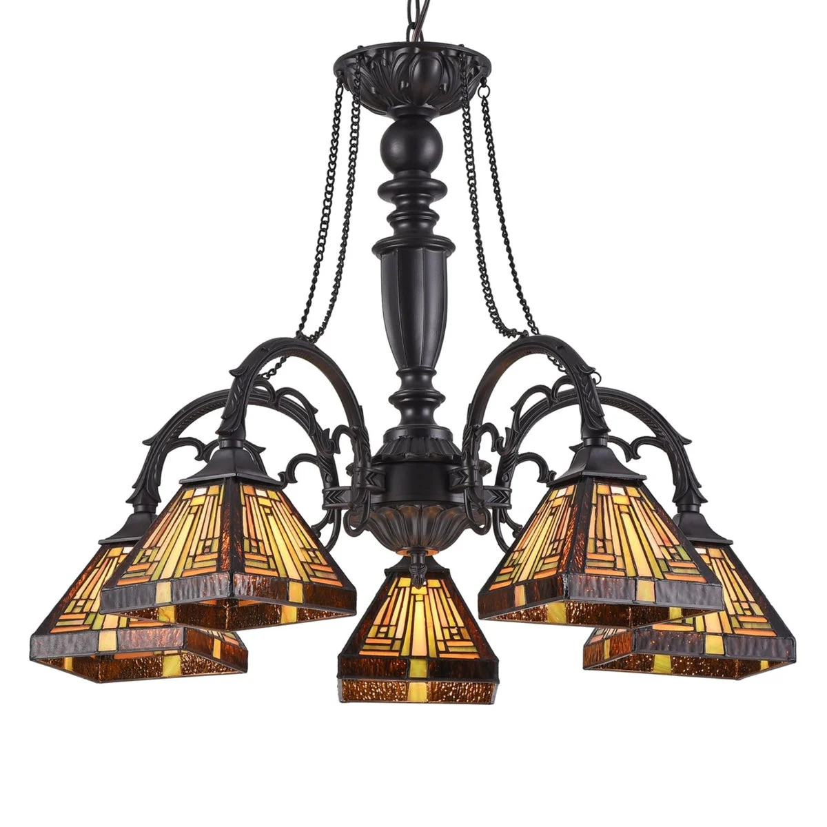Chloe Lighting CH33359MR27-DC5 Innes Tiffany-Style 5 Light Mission Large Chandelier 27`` Wide