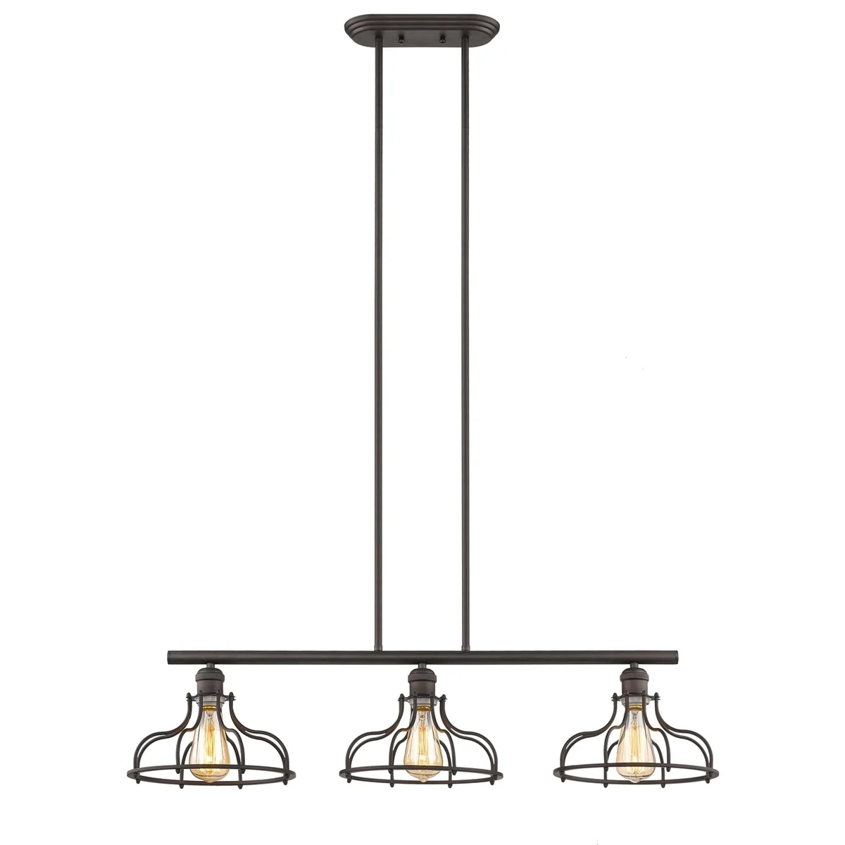 Chloe Lighting CH2D004RB37-IL3 Jaxon Industrial-Style 3 Light Rubbed Bronze Island Hanging Fixture 37`` Wide