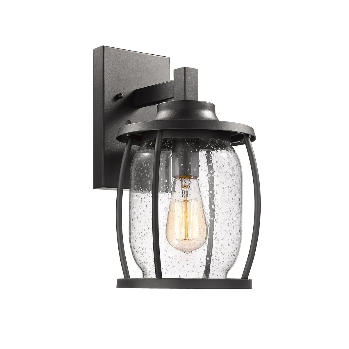 Chloe Lighting CH2S073BK14-OD1 Jackson Transitional 1 Light Textured Black Outdoor Wall Sconce 14" Tall