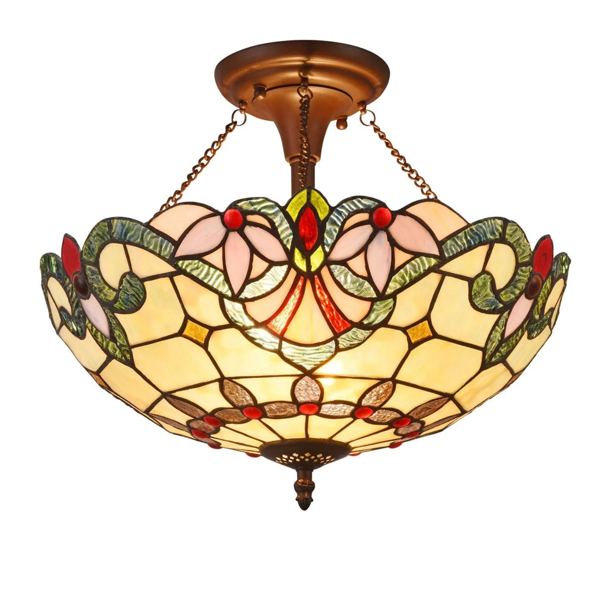 Chloe Lighting CH33313VI16-UF2 Cooper Tiffany-Style 2 Light Victorian Semi-Flush Ceiling Fixture 16`` Shade