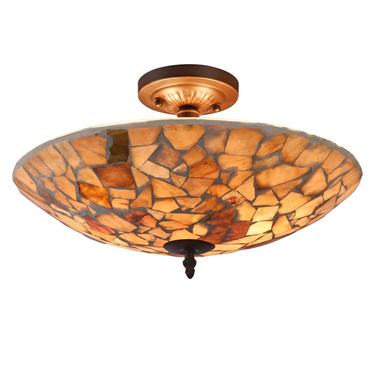 Chloe Lighting CH3C003AM16-UF2 Kai Mosaic 2 Light Semi-Flush Ceiling Fixture 16`` Shade