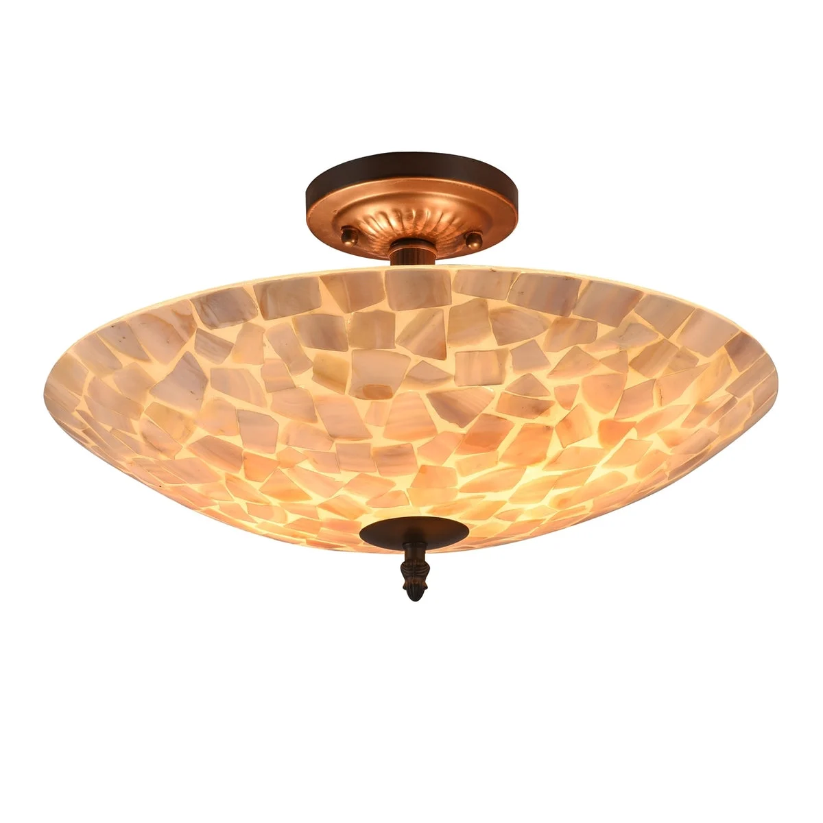 Chloe Lighting CH3C011CR16-UF2 Sally Mosaic 2 Light Semi-Flush Ceiling Fixture 16`` Shade