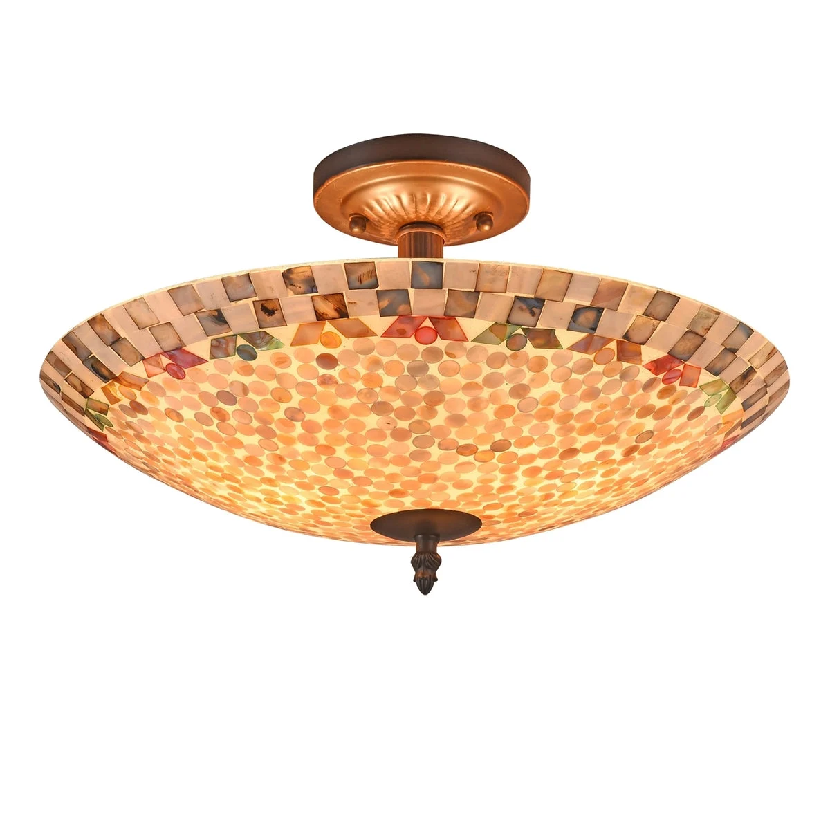 Chloe Lighting CH3C407AB16-UF2 Praia Mosaic 2 Light Semi-Flush Ceiling Fixture 16`` Shade