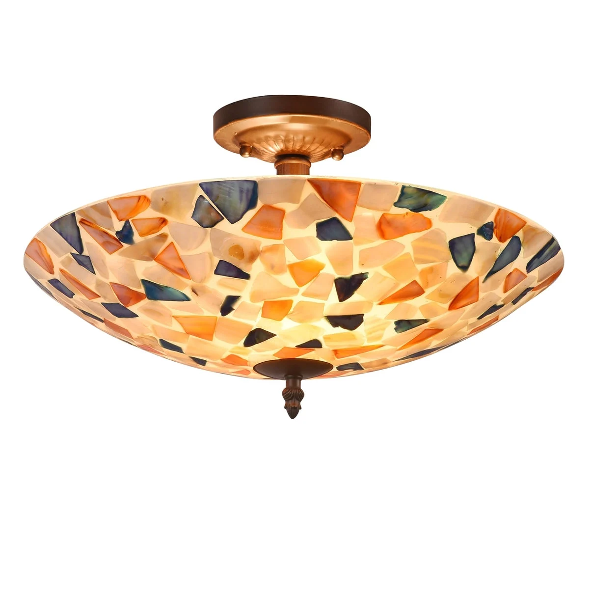 Chloe Lighting CH3C408RD16-UF2 Koi Mosaic 2 Light Semi-Flush Ceiling Fixture 16`` Shade