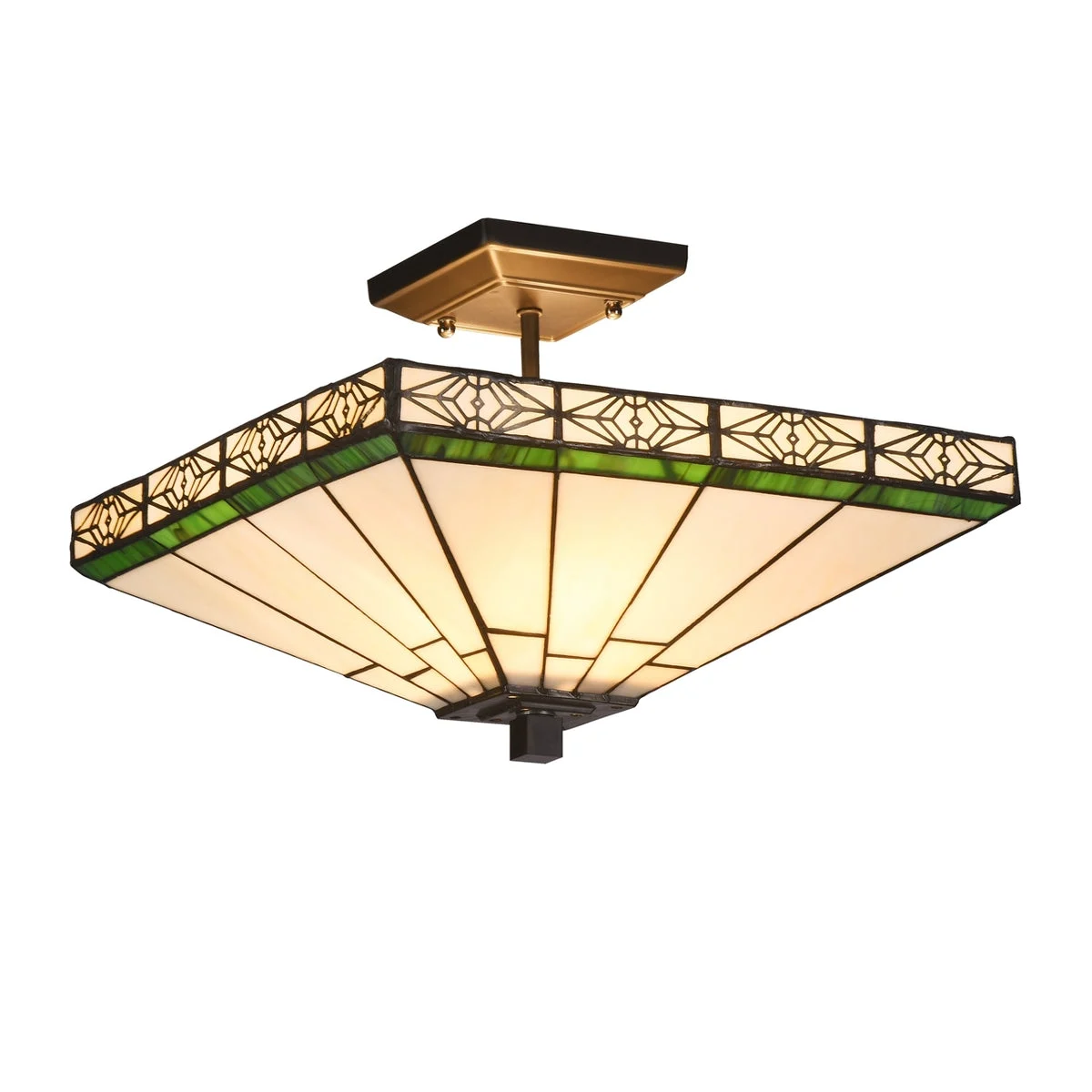 Chloe Lighting CH3T318IM14-UF2 Theros Tiffany-Style 2 Light Mission Semi-Flush Ceiling Fixture 14`` Shade