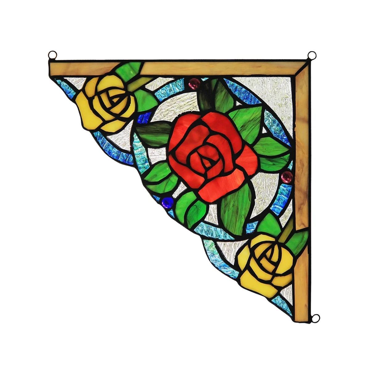 Chloe Lighting CH3P106RF10-CGP Roselia Floral Tiffany-Glass Window Panel 10`` Wide