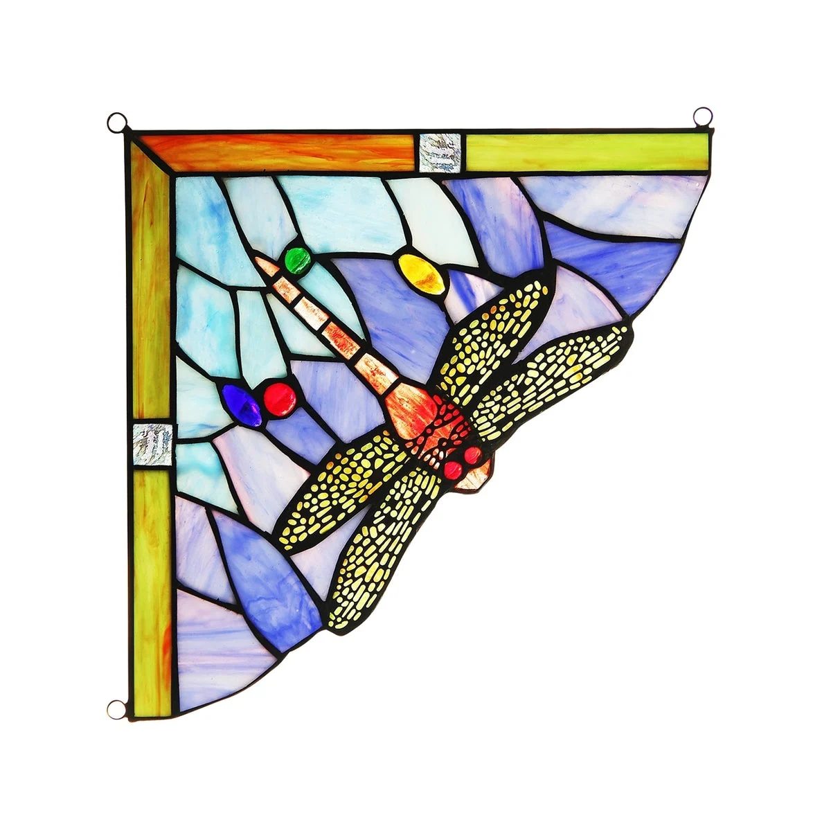 Chloe Lighting CH3P109BD10-CGP Harmonia Dragonfly Tiffany-Glass Window Panel 10" Wide