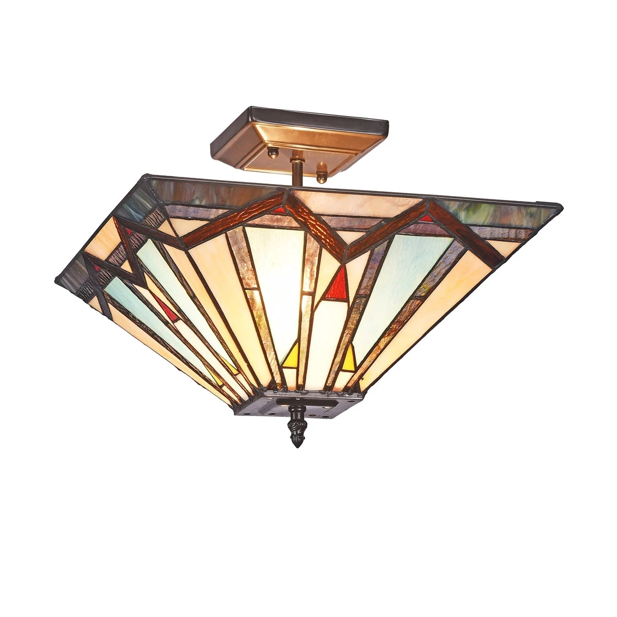 Chloe Lighting CH3T168BM14-UF2 Manton Mission 2 Light Blackish Bronze Semi-Flush Ceiling Fixture 14`` Wide