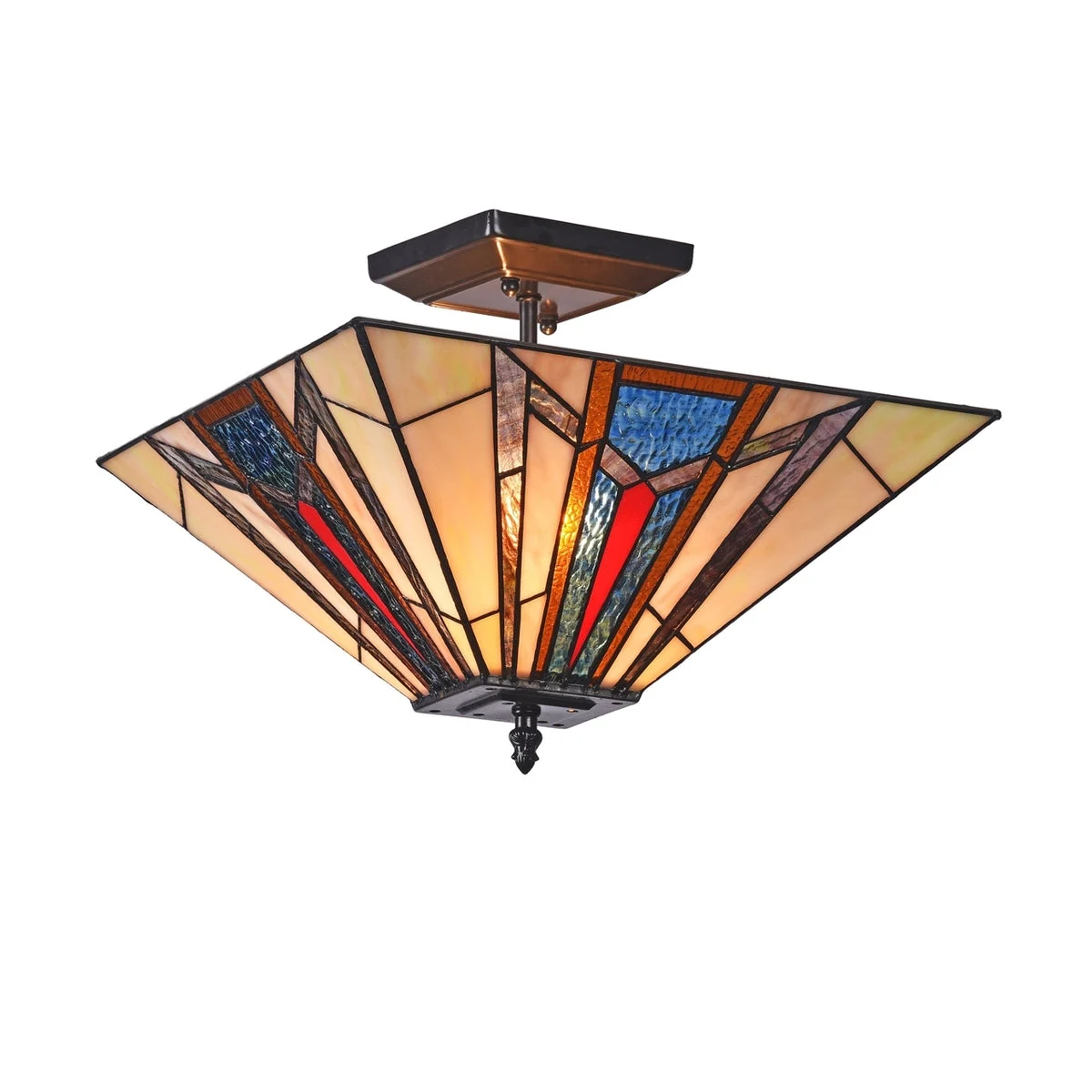 Chloe Lighting CH3T172AM14-UF2 Maxwell Mission 2 Light Blackish Bronze Semi-Flush Ceiling Fixture 14`` Wide