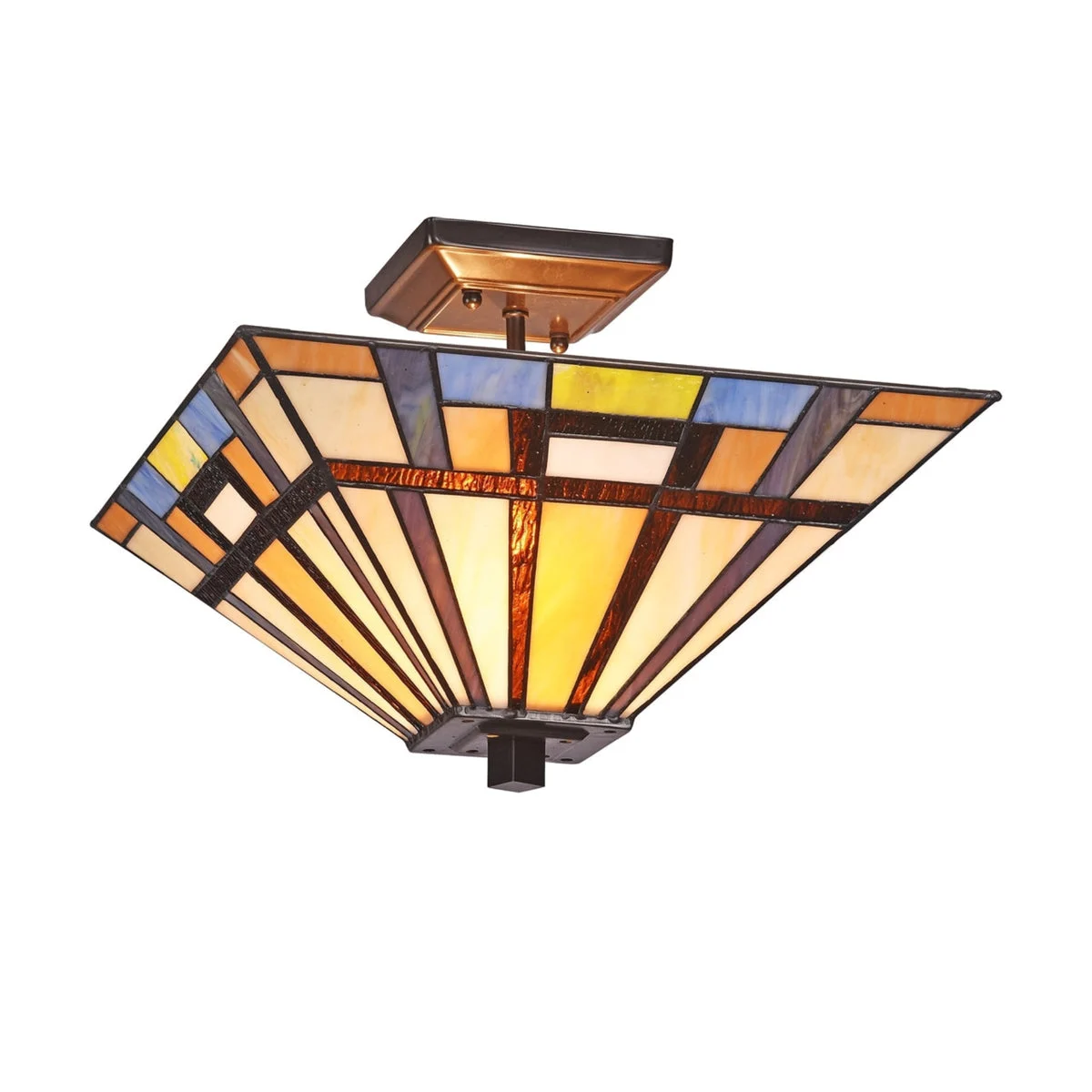 Chloe Lighting CH3T173AM14-UF2 Merlin Mission 2 Light Blackish Bronze Semi-Flush Ceiling Fixture 14`` Wide