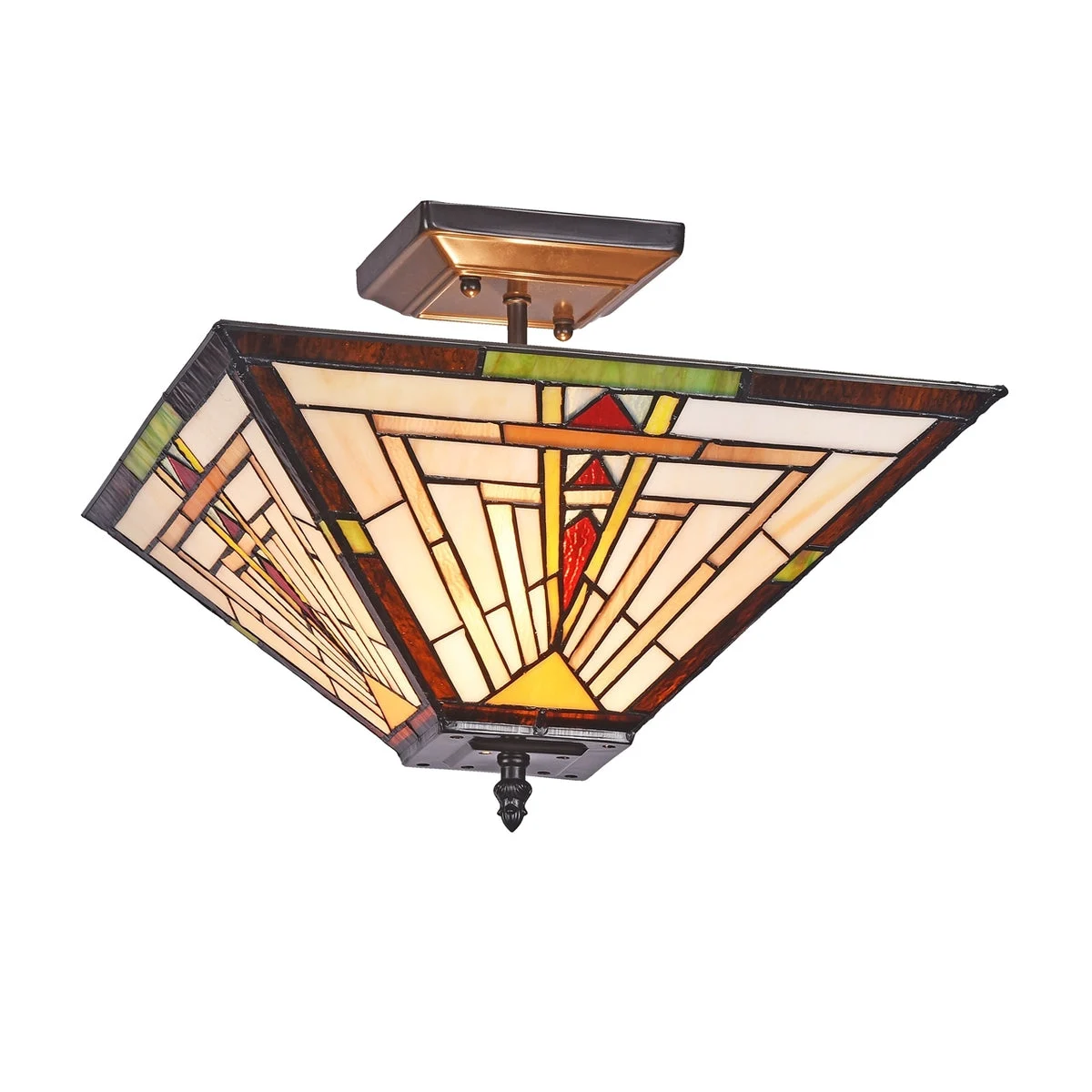 Chloe Lighting CH3T176IM14-UF2 Norman Mission 2 Light Blackish Bronze Semi-Flush Ceiling Fixture 14`` Wide