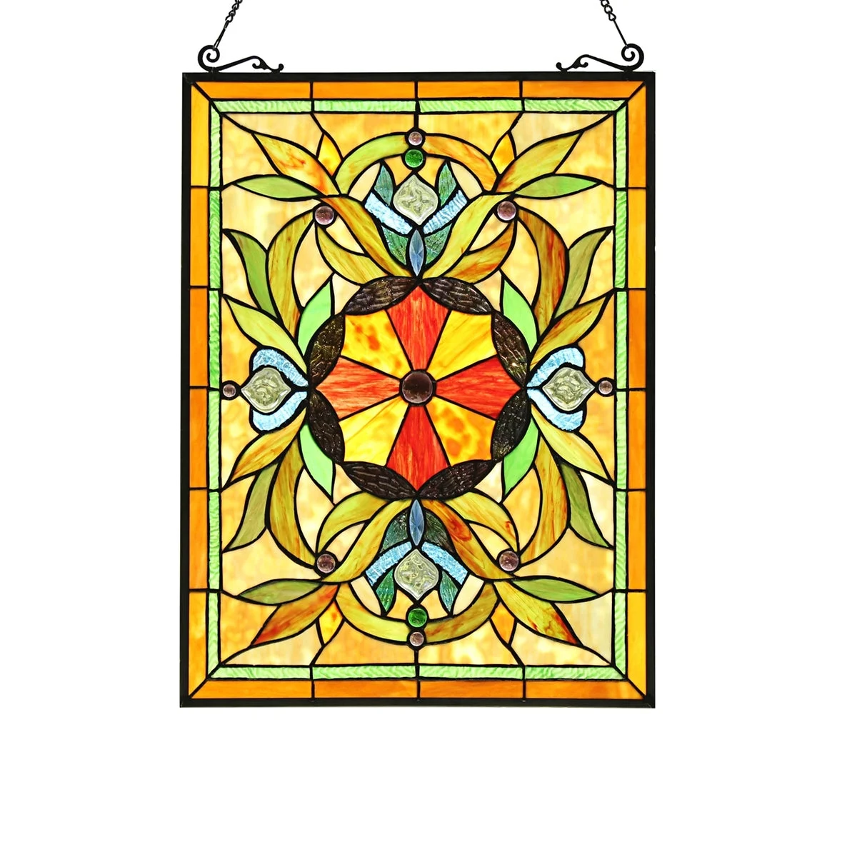 Chloe Lighting CH8P012GV24-VRT Adelia Tiffany-Style Victorian Stained Glass Window Panel 24`` Height