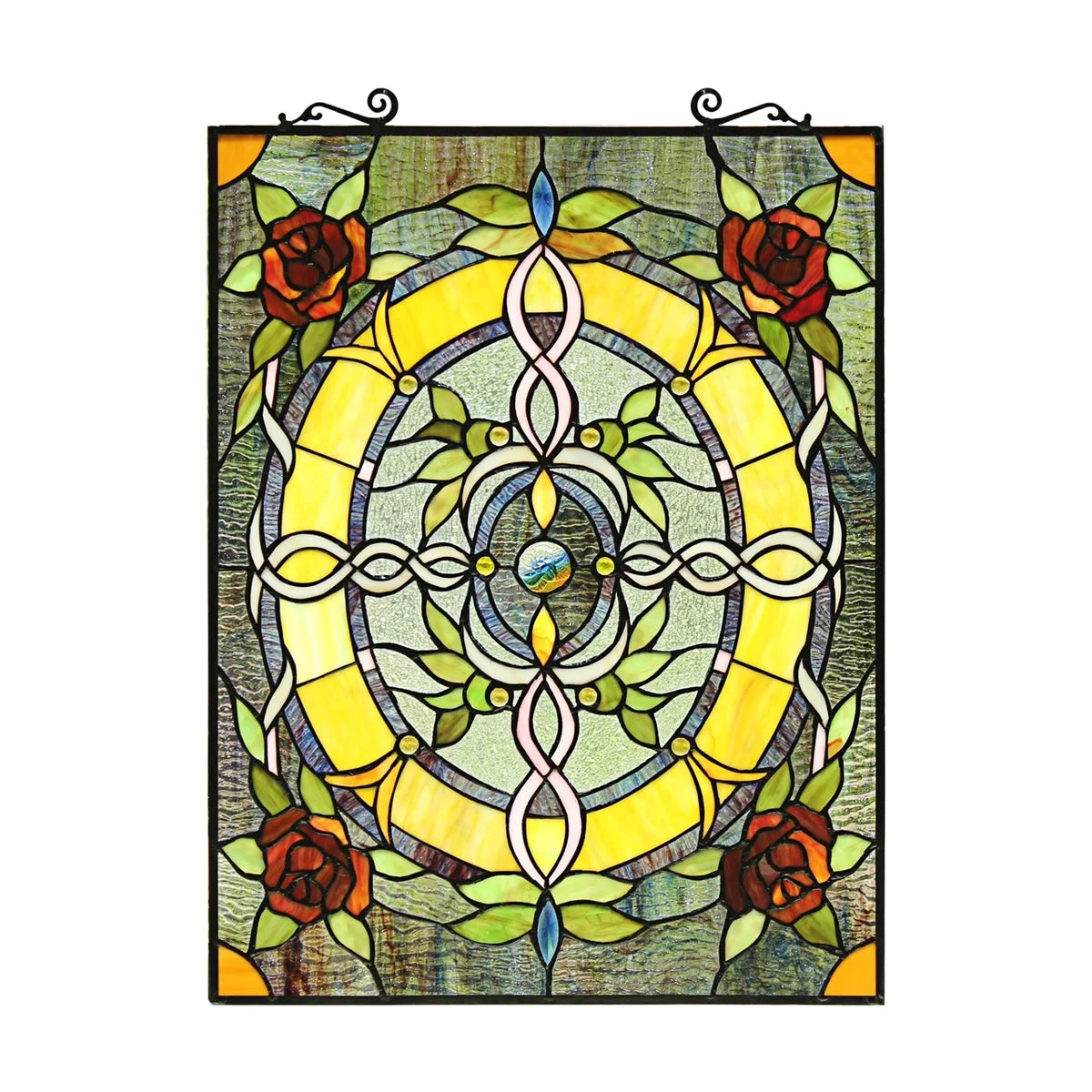 Chloe Lighting CH8P023RF24-VRT BONICA Tiffany-Style Floral Stained Glass Window Panel 24" Height