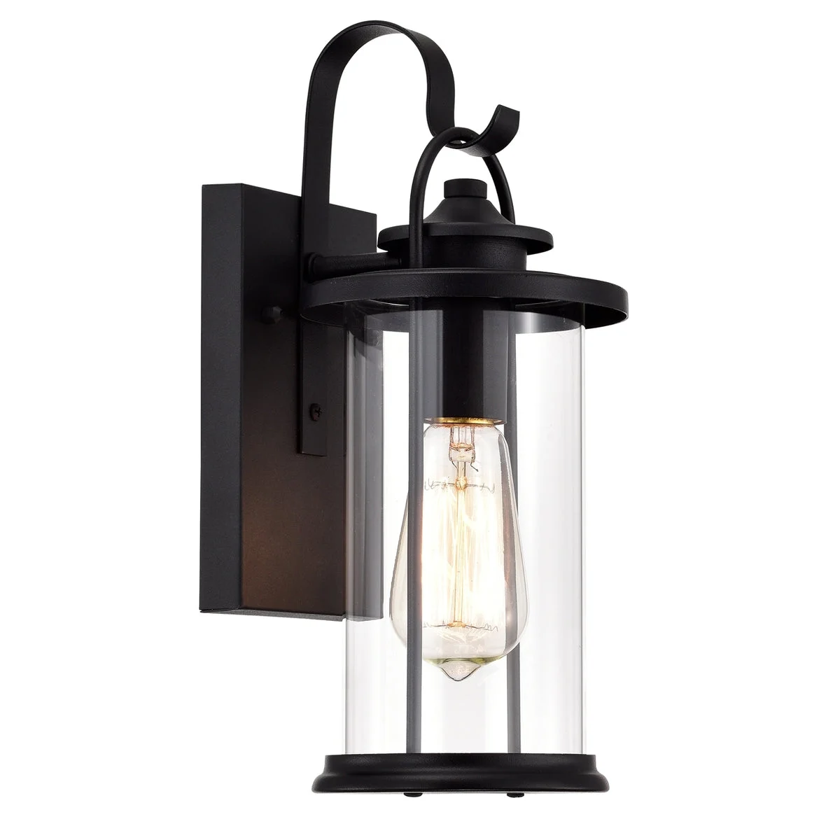 Chloe Lighting AINSLEY Transitional 1-Light Outdoor Wall Sconce, 13" H, Textured Black Finish with Clear Glass Shade